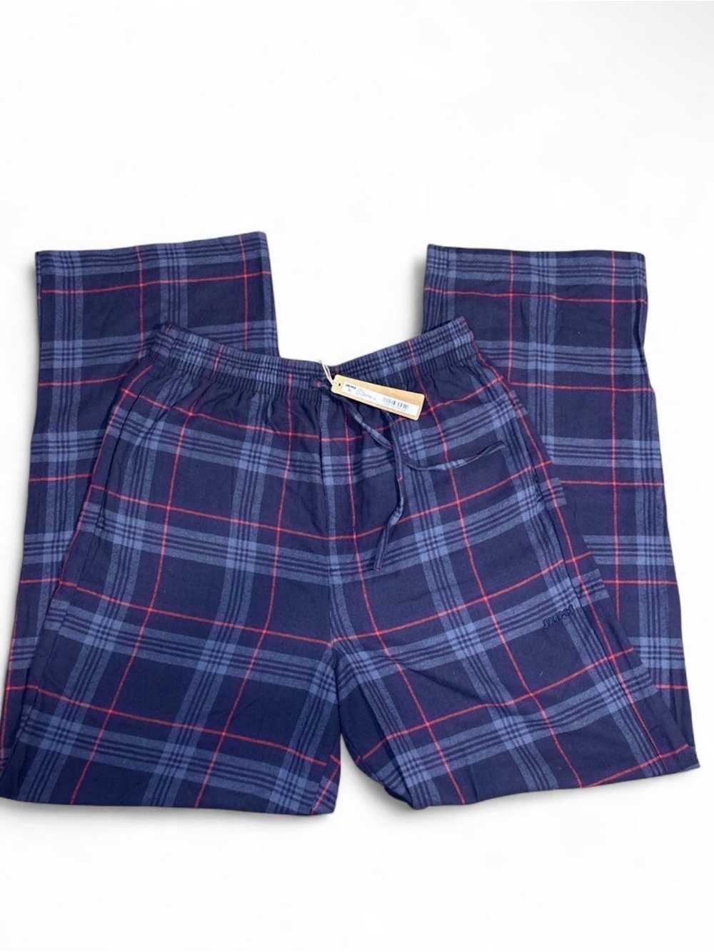 SKIMS Blue Plaid Flannel Sleep Pants